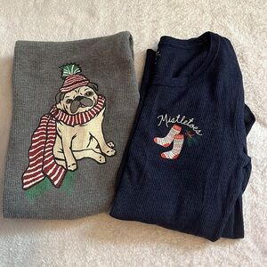 Two Thermal Pajama Tops, Size M